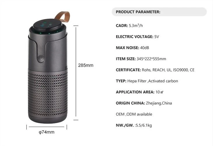 2021 Car Air Purifier CKJ-01A With USB Charge